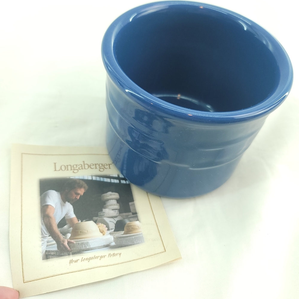 Longaberger Pottery Cornflower Ceramic Woven Traditions 1 Pint Salt Crock
